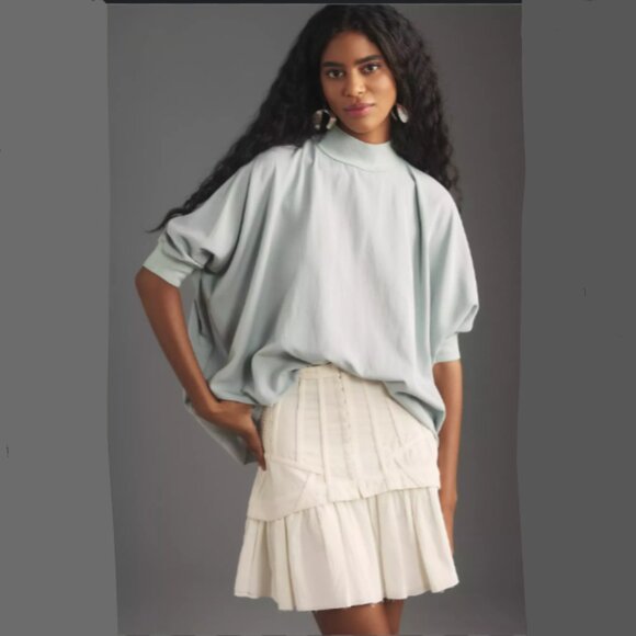 Brand New Flat White Turtleneck Popover Top - Picture 3 of 5